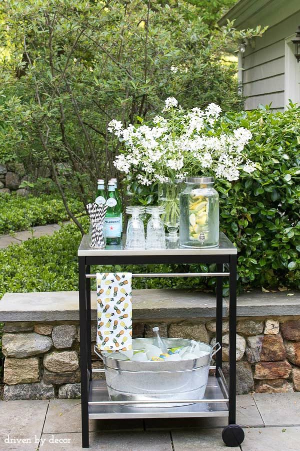 A simple outdoor bar cart (from IKEA!) for entertaining - full source list included in blog post!
