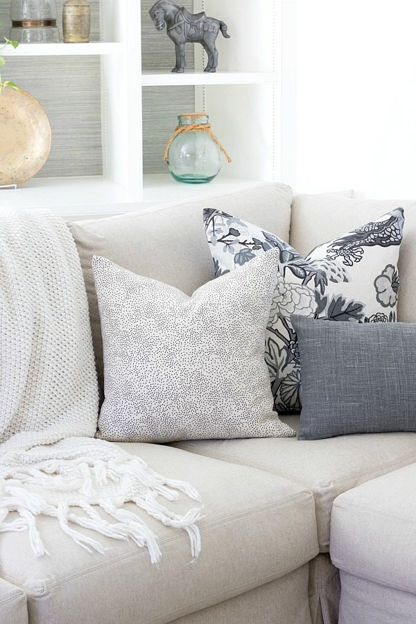 A trio of pillows for the sectional corner