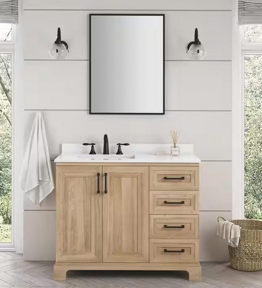 Wood bathroom vanity