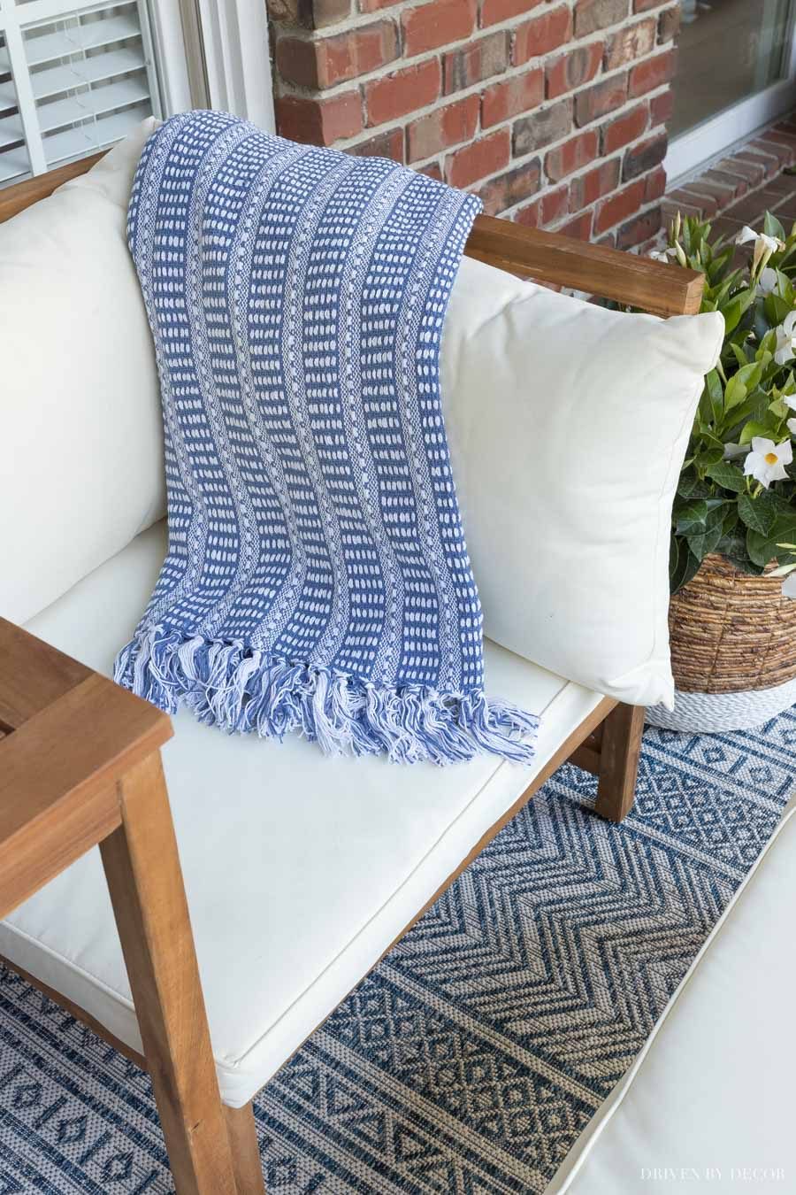 Gorgeous blue and white throw!
