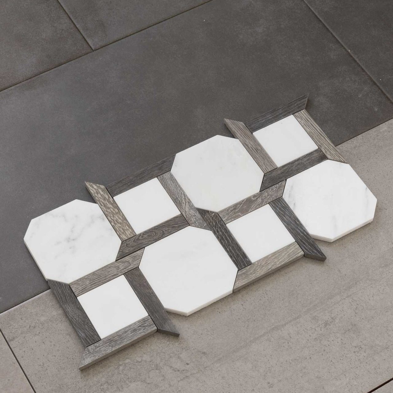 Gorgeous bathroom tile options in black and concrete gray!