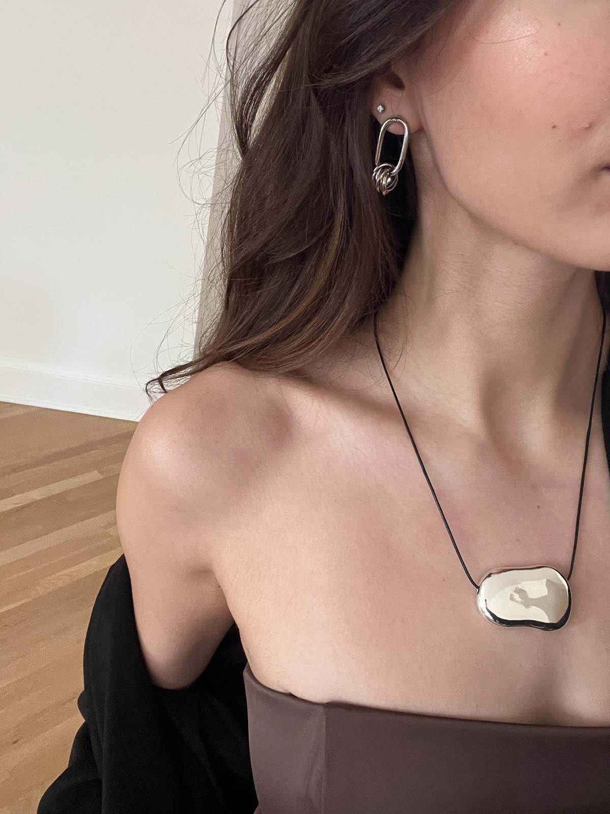 Silver bean necklace
