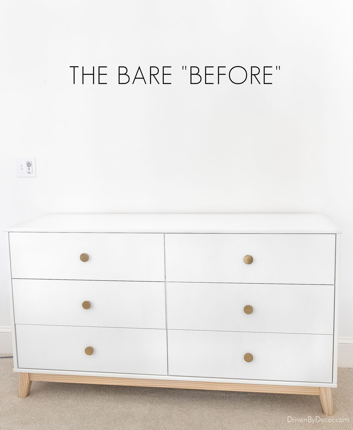 Dresser before dresser decor was added on and above it