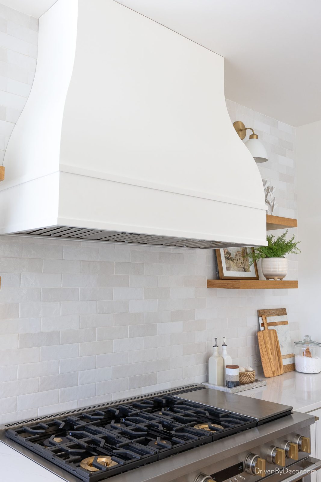 Bell shaped hood above range