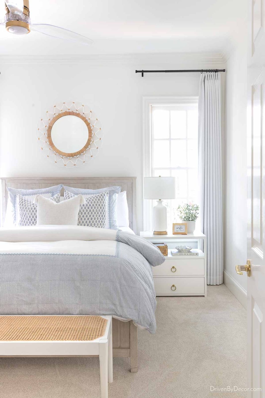 Bedroom painted Benjamin Moore Simply White