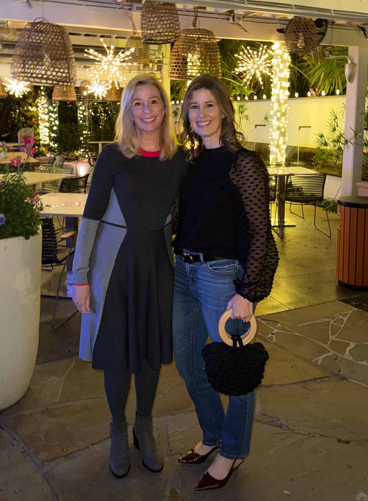 Photo in my black sheer sleeve top with my sister