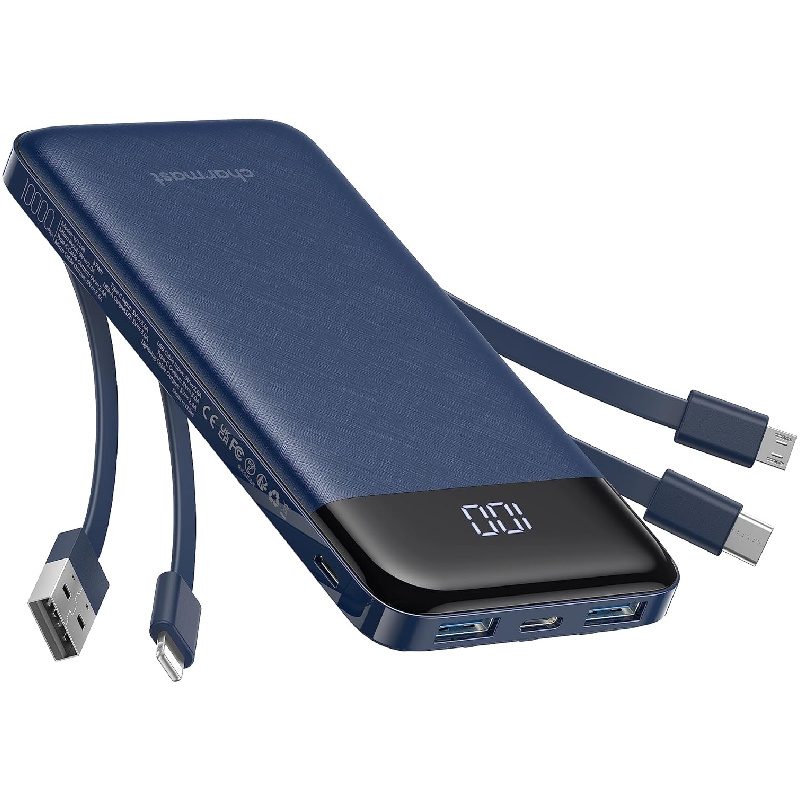 Portable charger with cords
