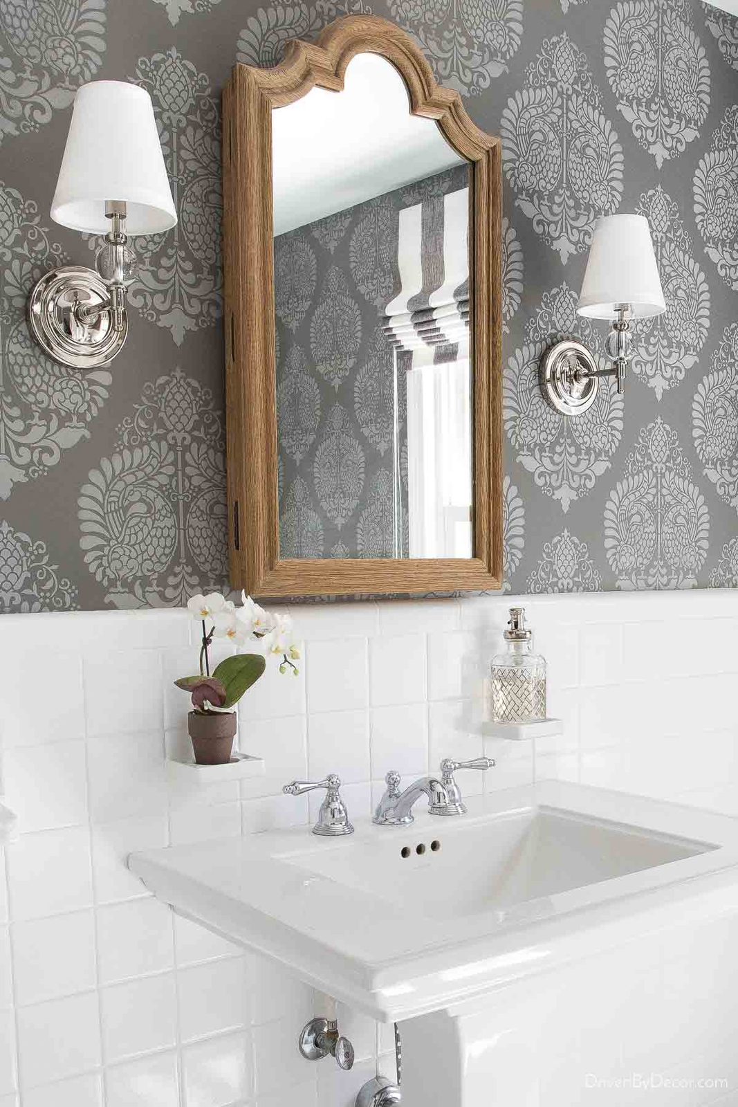 Integrated tile toothbrush and cup holders in a budget bathroom remodel
