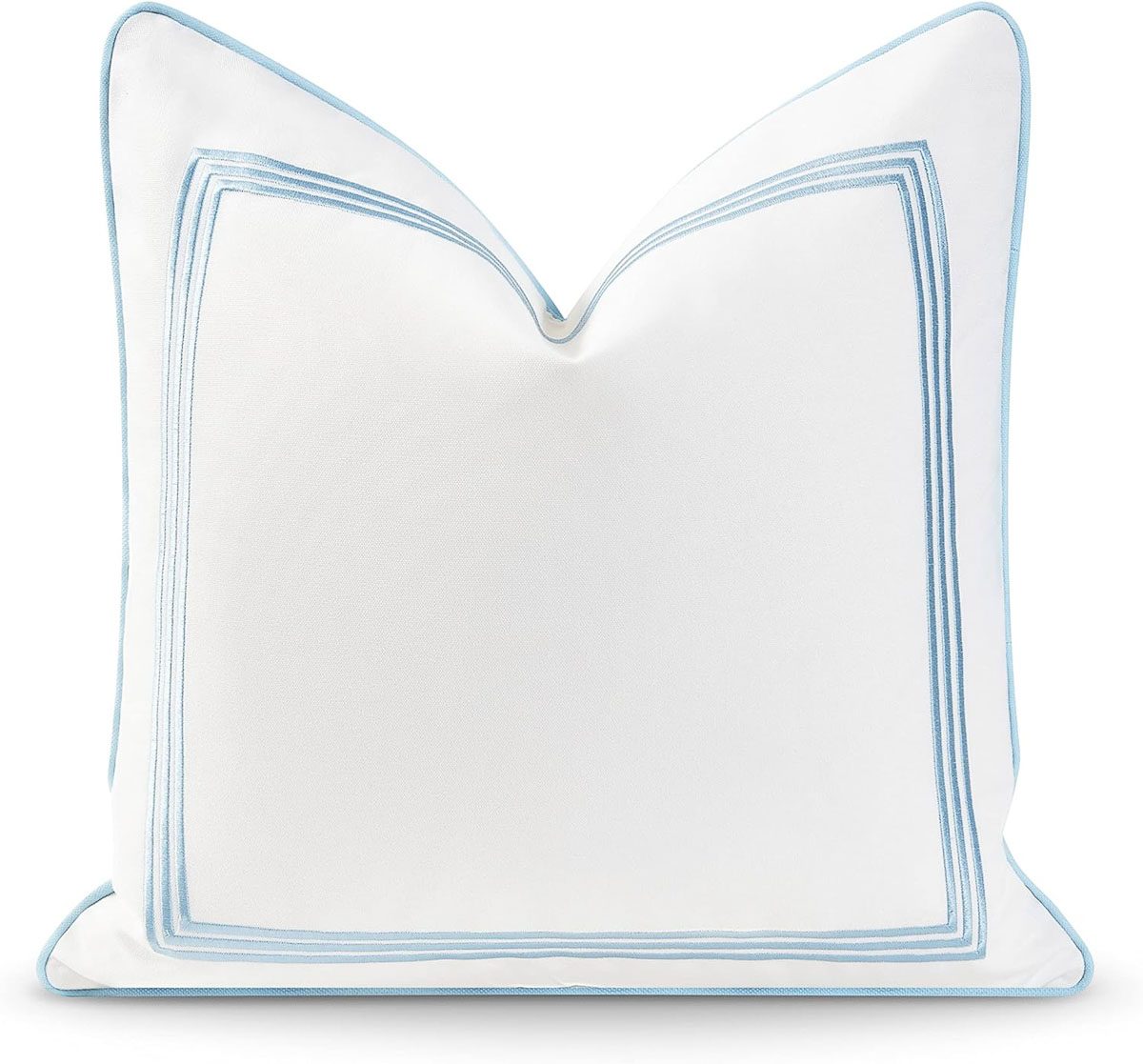 Light blue embroidered border pillow cover at a budget-friendly price