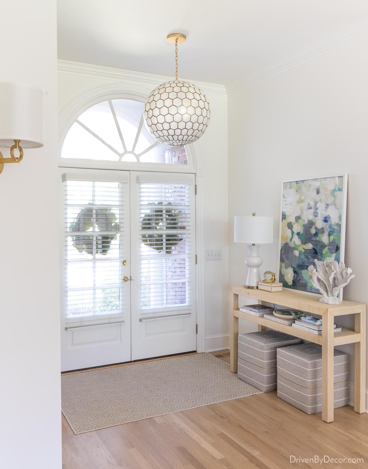 Our entryway updated with a new capiz pendant