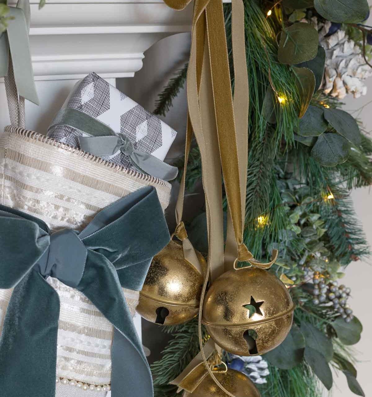 Love these large gold jingle bells for Christmas decorating!