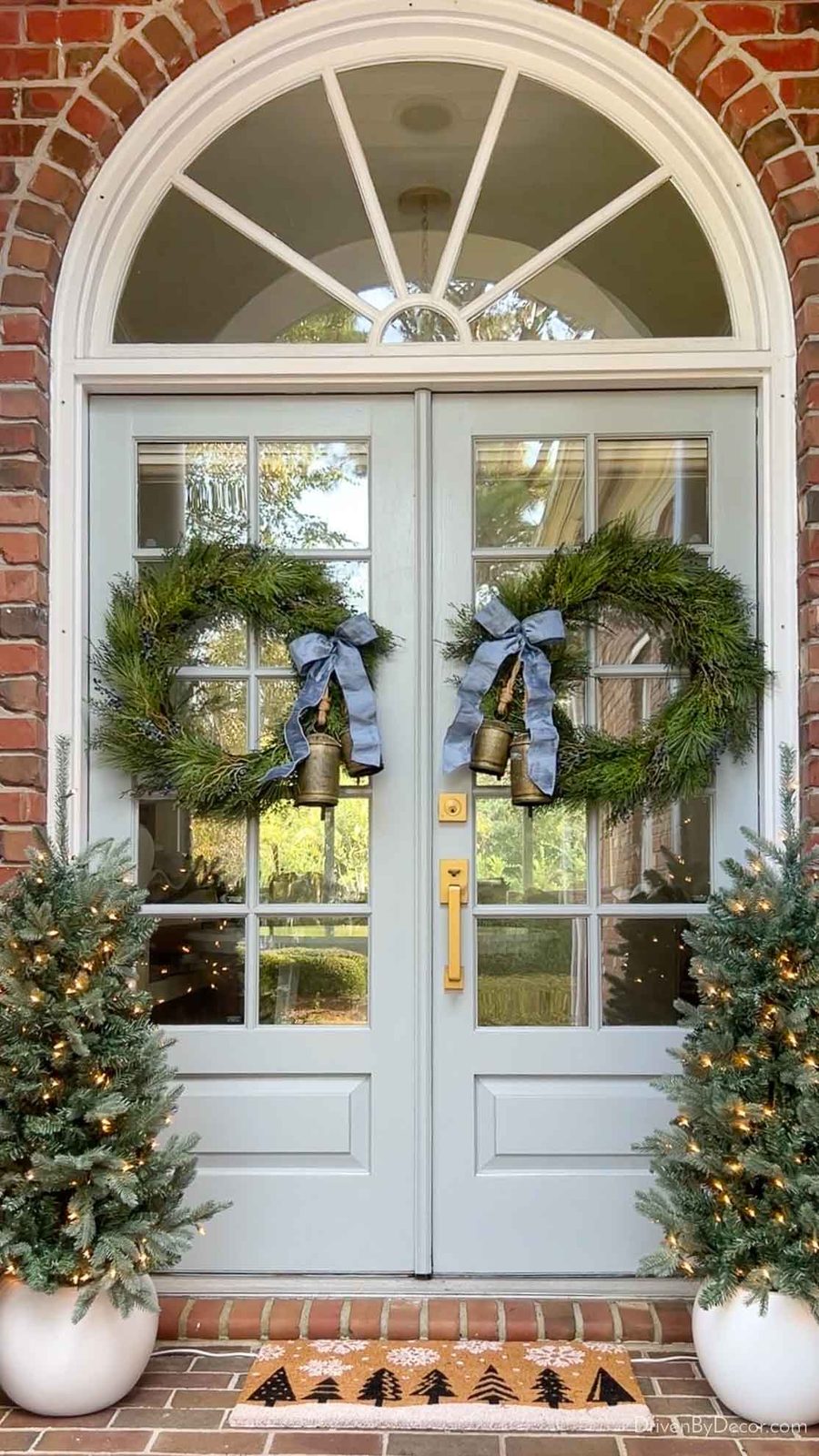 Our front porch decorated for the holidays