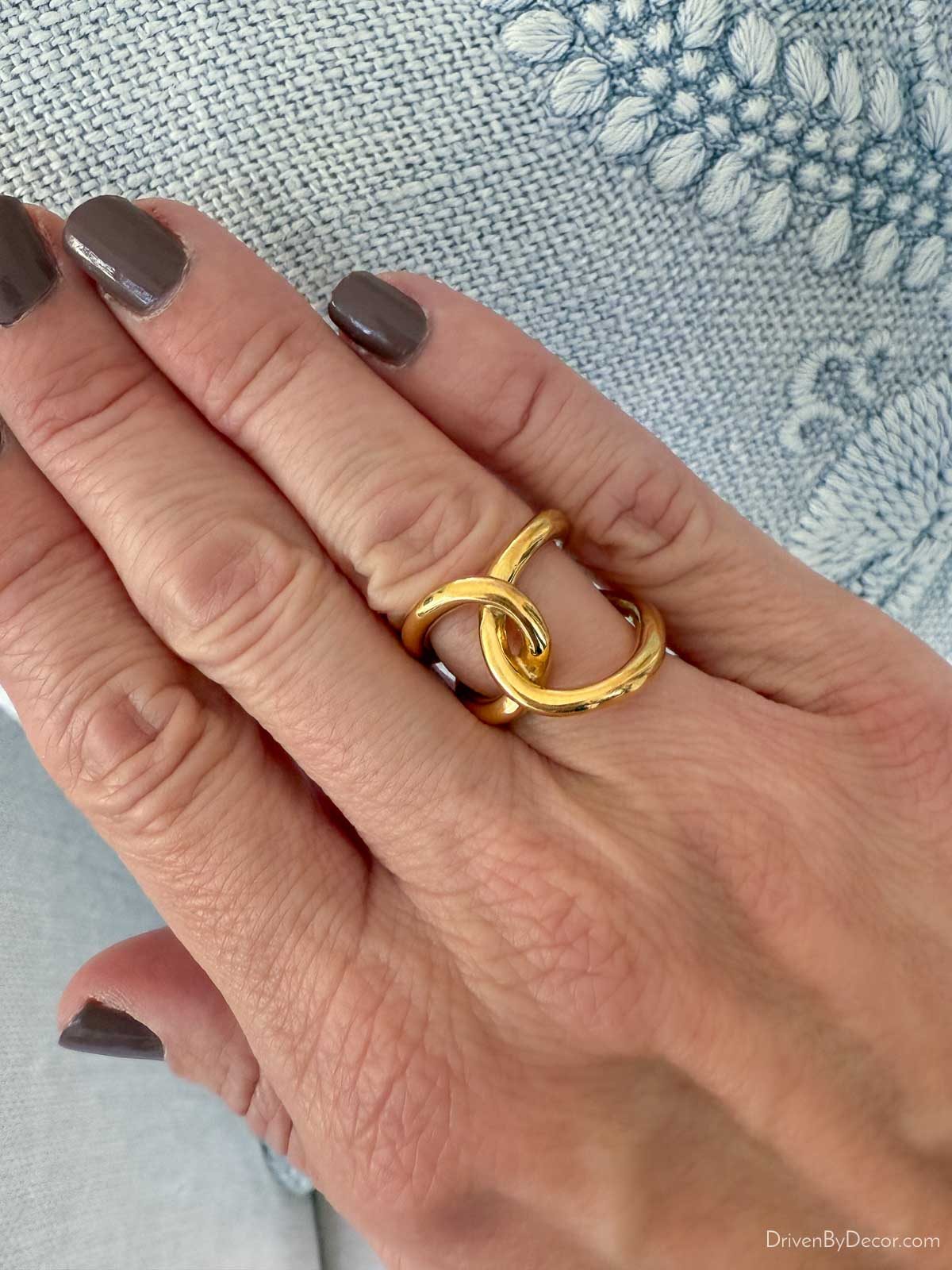 Gold ring on hand