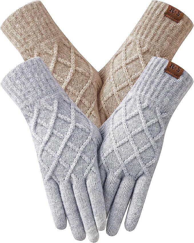 Two pairs of gloves with touchscreen fingers