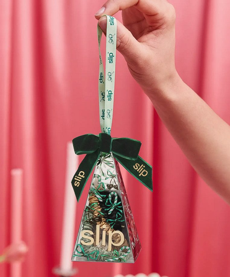 Pure silk scrunchies in holiday gift packaging
