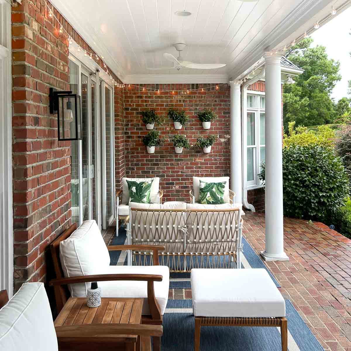 Covered patio string lights