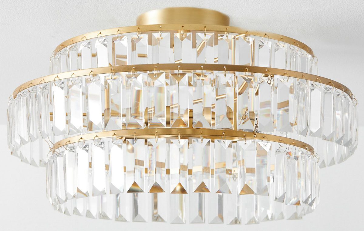 Crystal drop flush mount ceiling light