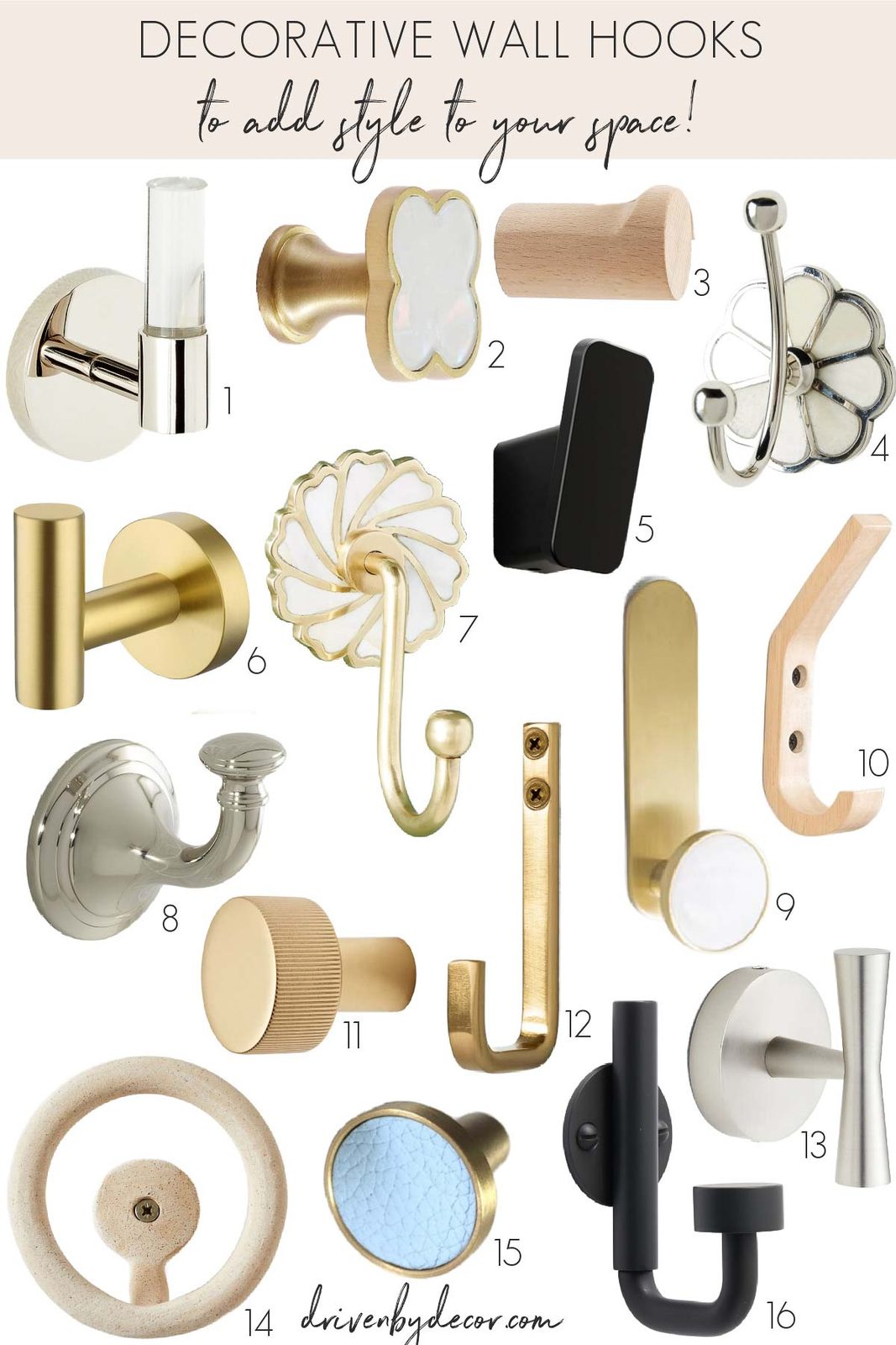Decorative wall hooks