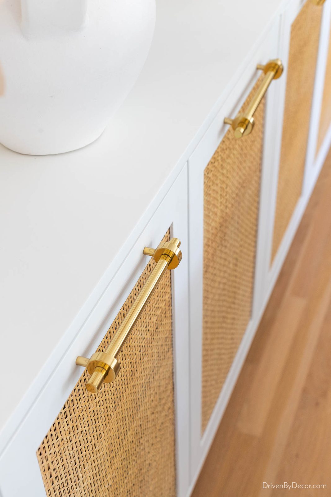 Brass pulls on dining room console