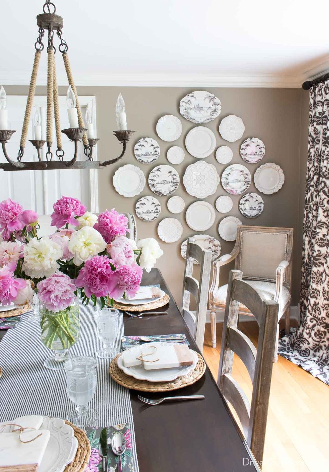 A plate wall in our dining room as wall decor