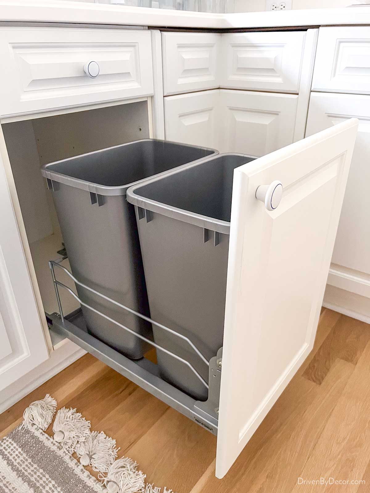 Double trash pull-out added to standard base cabinet