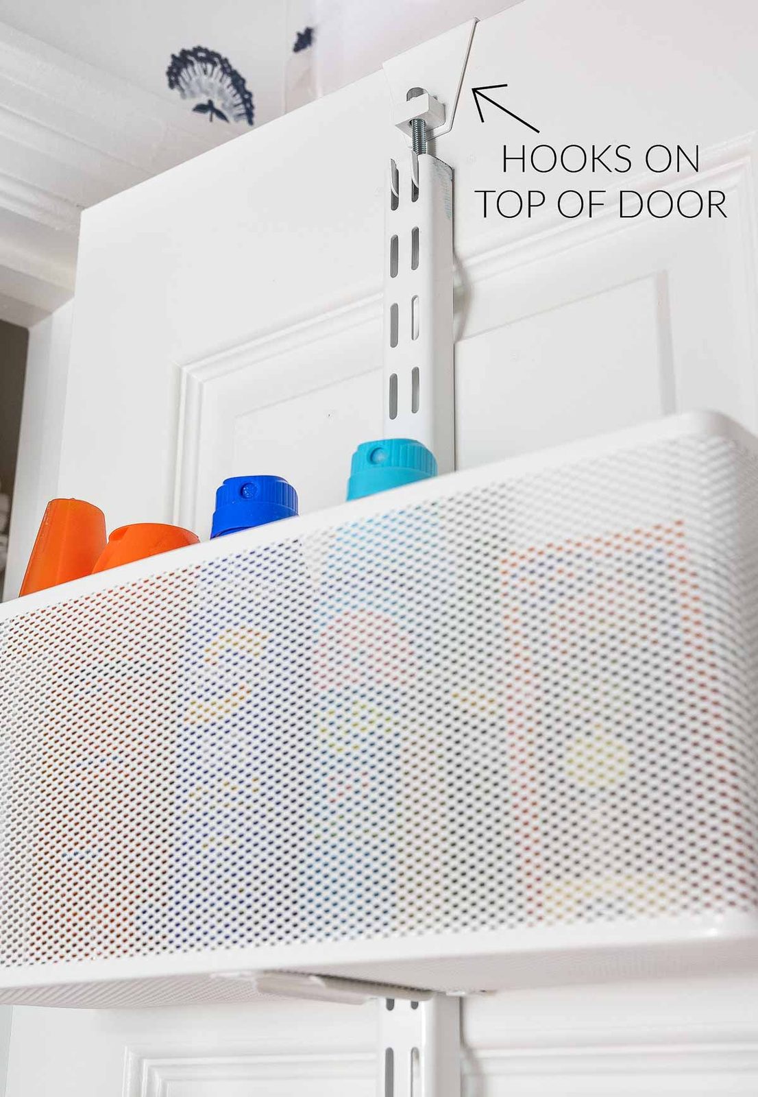 Elfa hooks for over the door organizer at top of door