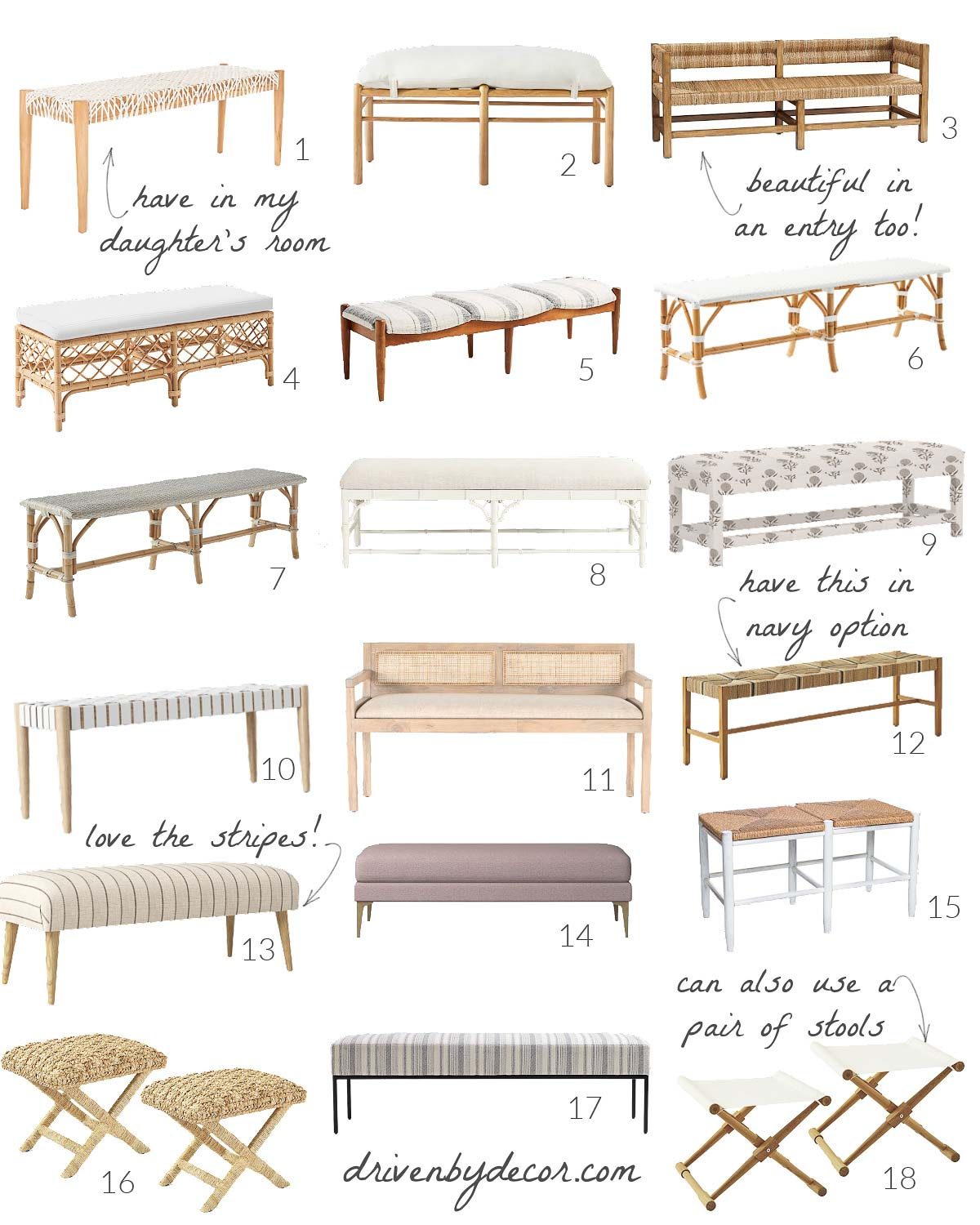 Stylish end of bed benches!