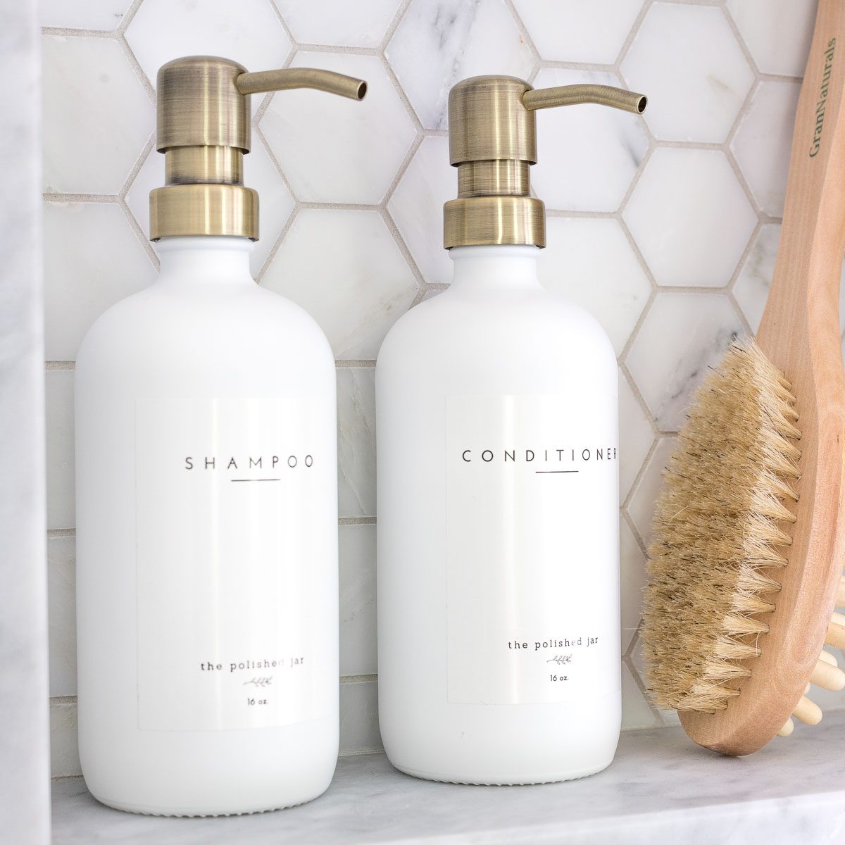 Best Etsy home decor finds including these shampoo and conditioner pumps