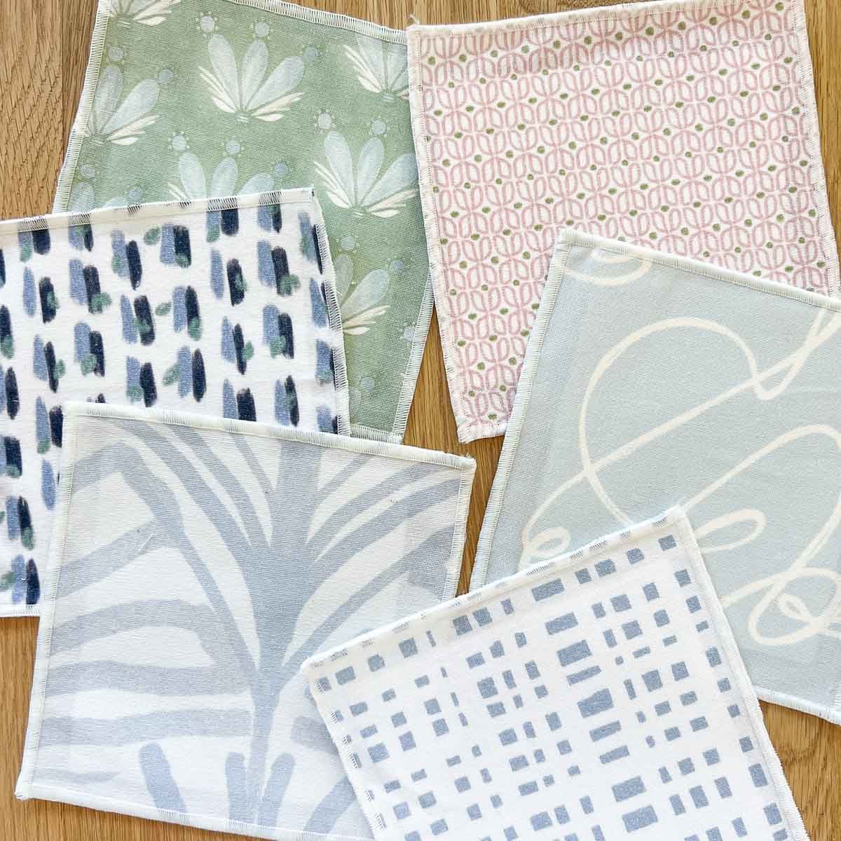 Fabric samples for custom shower curtains
