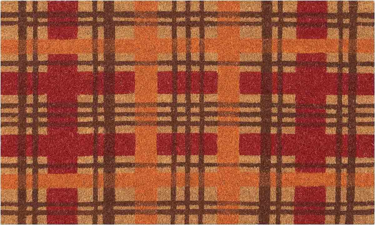 Plaid fall doormat in autumn colors