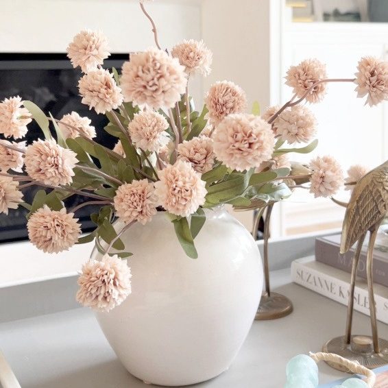 Faux mums in vase