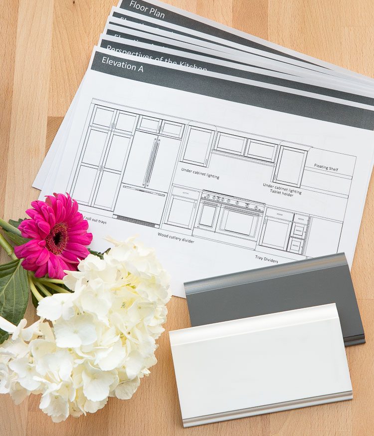 The plans for our kitchen remodel, including cabinet layout and colors!