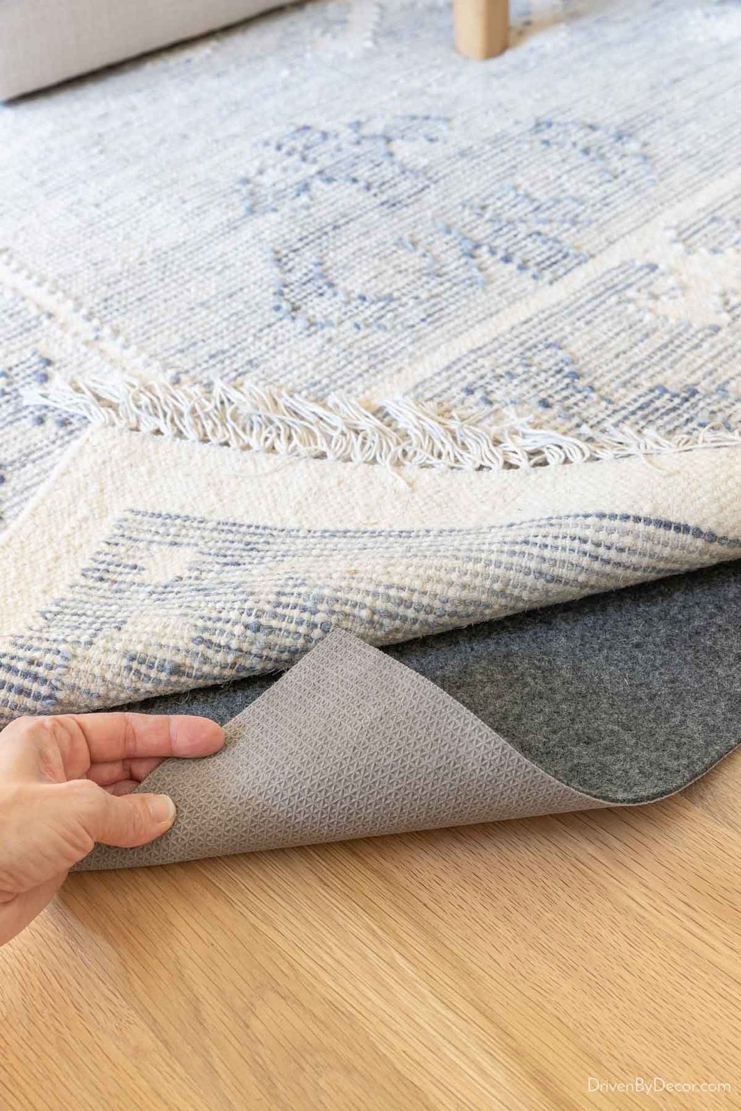 Rug pad that's felt on one side and natural rubber on the other