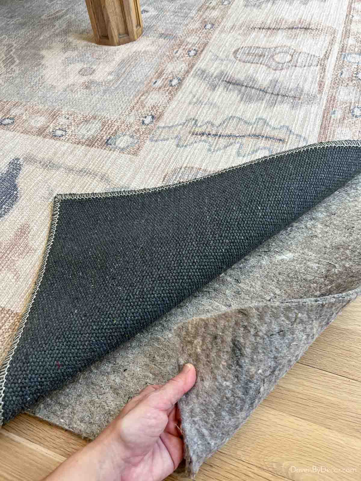 100% felt rug pad under rug on hardwood floors