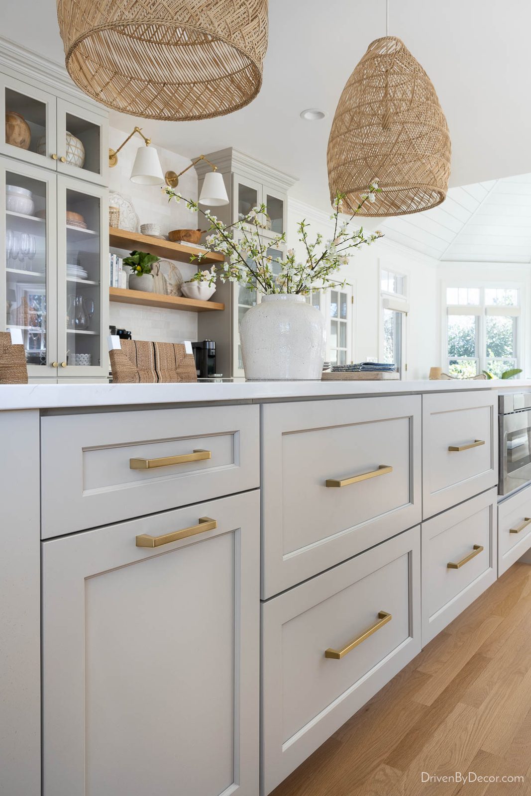 Gray shaker kitchen island cabinets