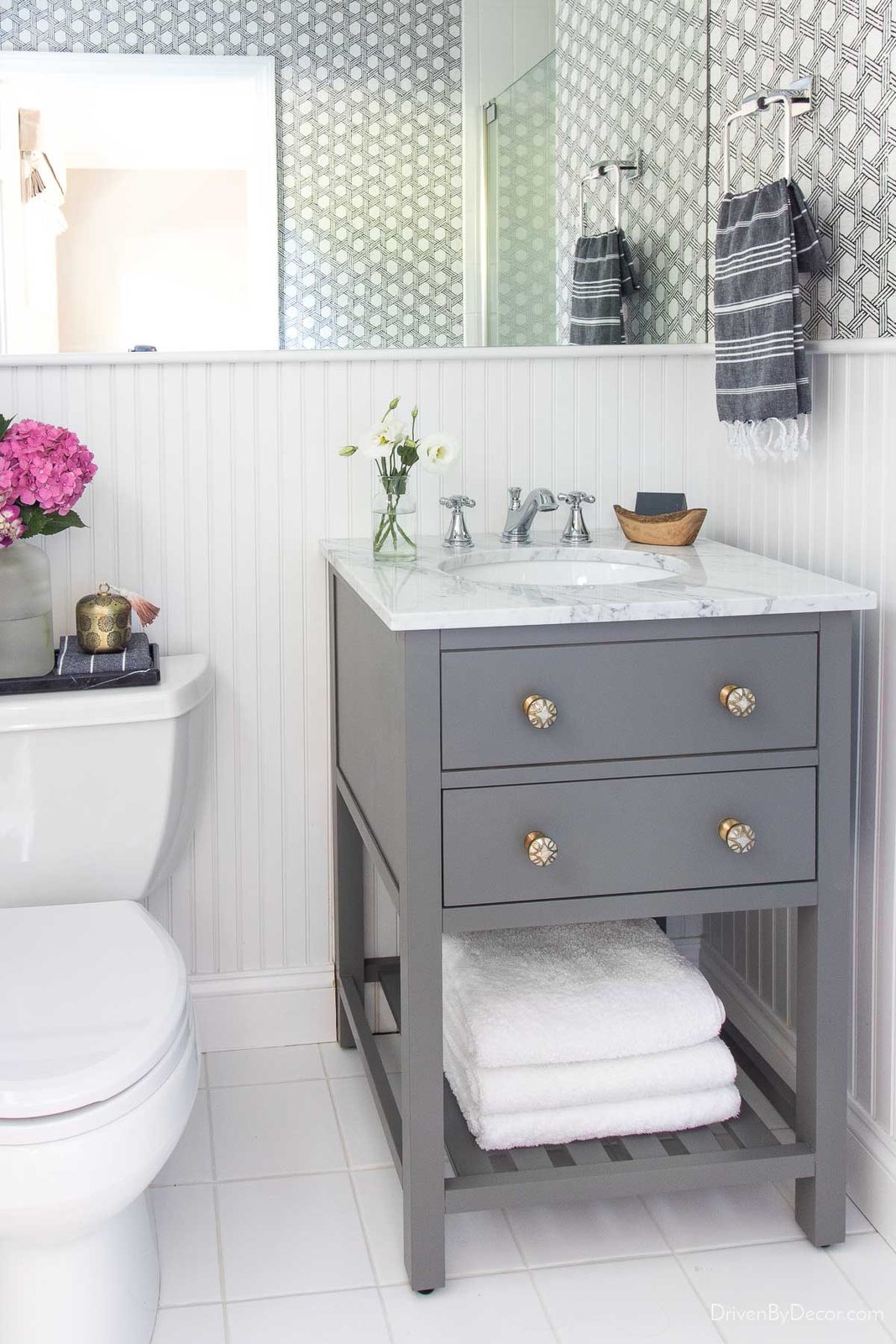 Gray bathroom vanity