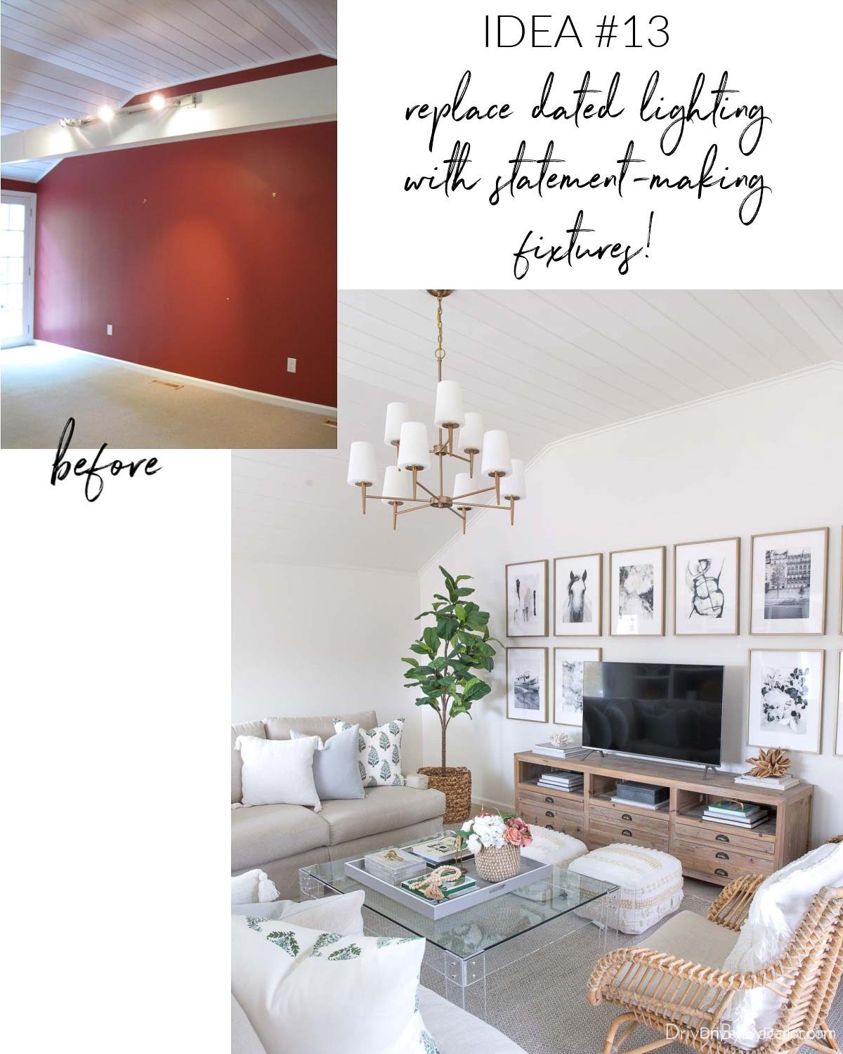 One of my favorite home remodeling ideas is to replace dated lighting with statement making fixtures!