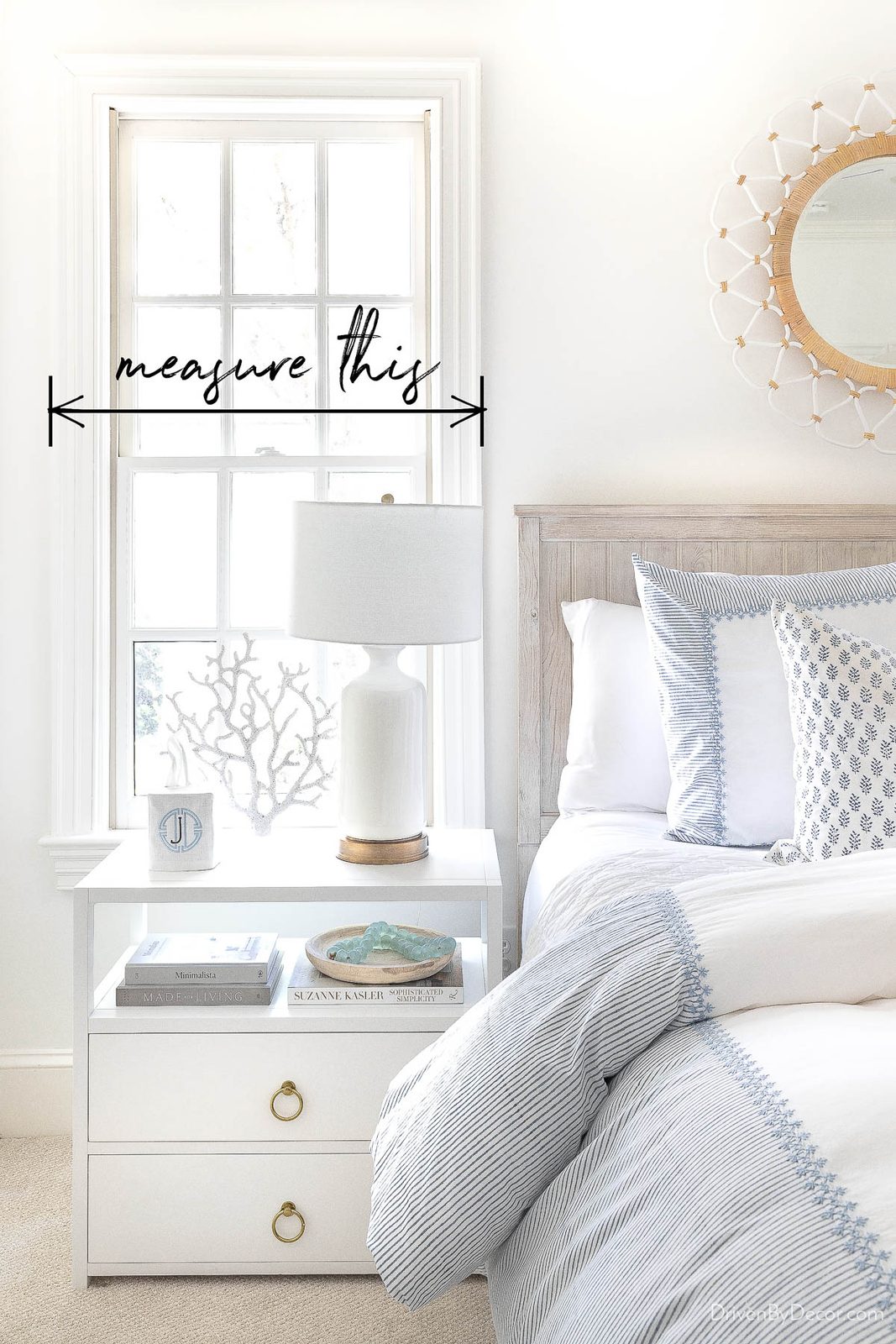 How to measure curtain width - from end to end of window trim