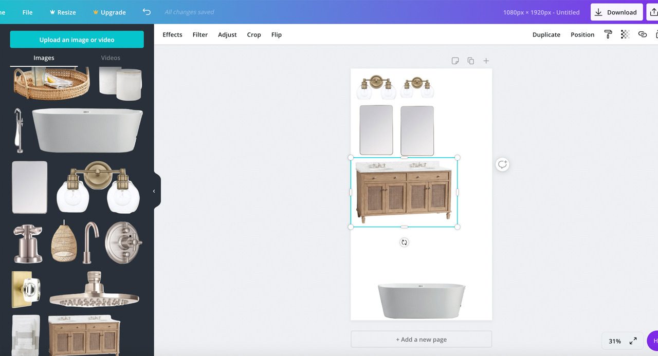 Resizing images to create your own interior design mood board!
