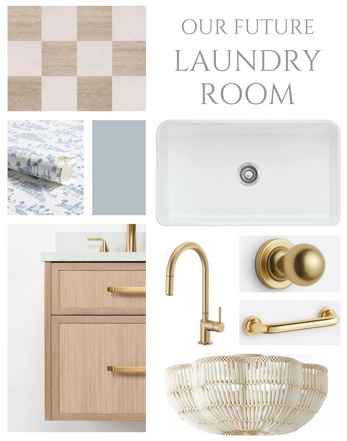 Laundry room mood board created using Canva