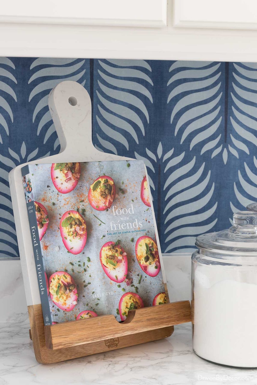 Love this cookbook/tablet holder in our kitchen!