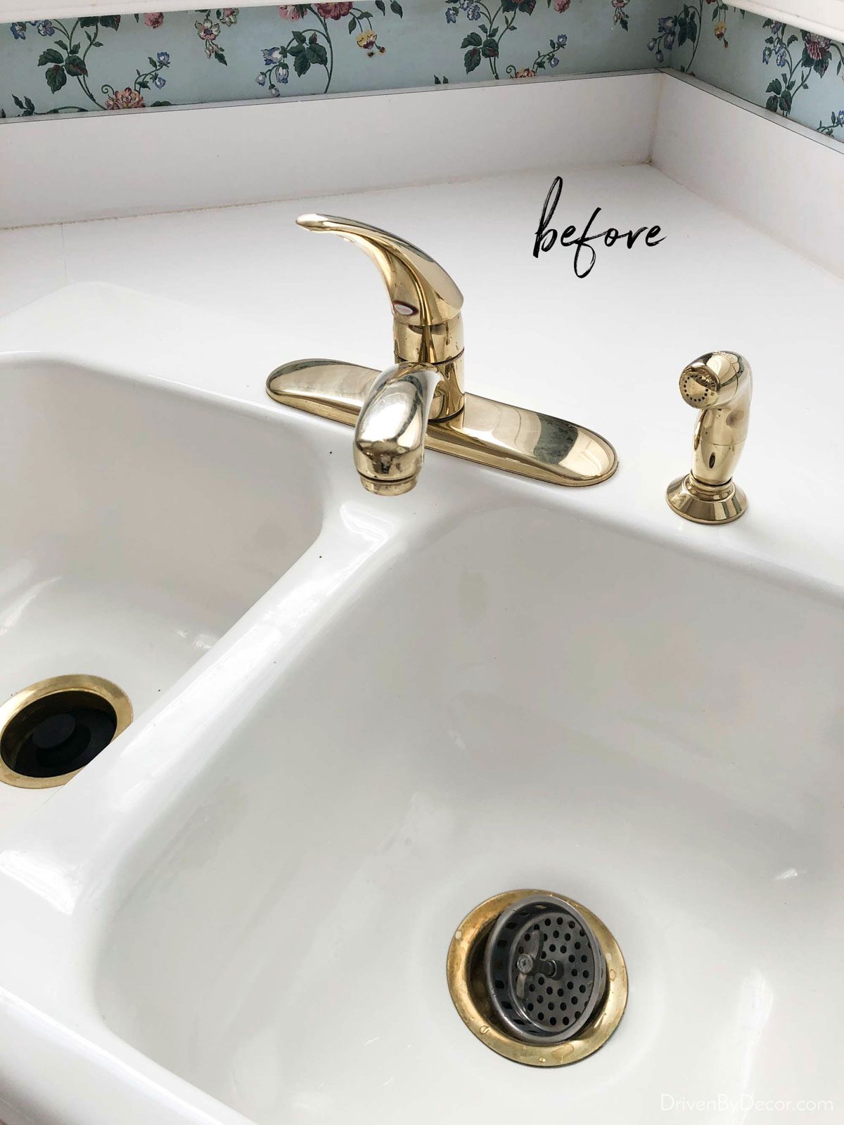 The faucet we replaced as part of our budget kitchen remodel