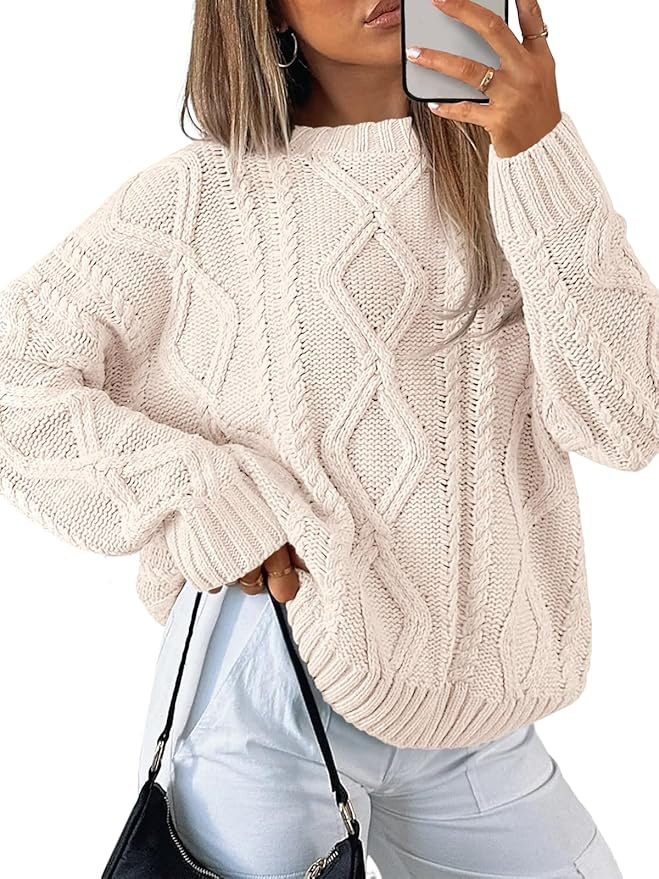 Oversized cream cable knit sweater