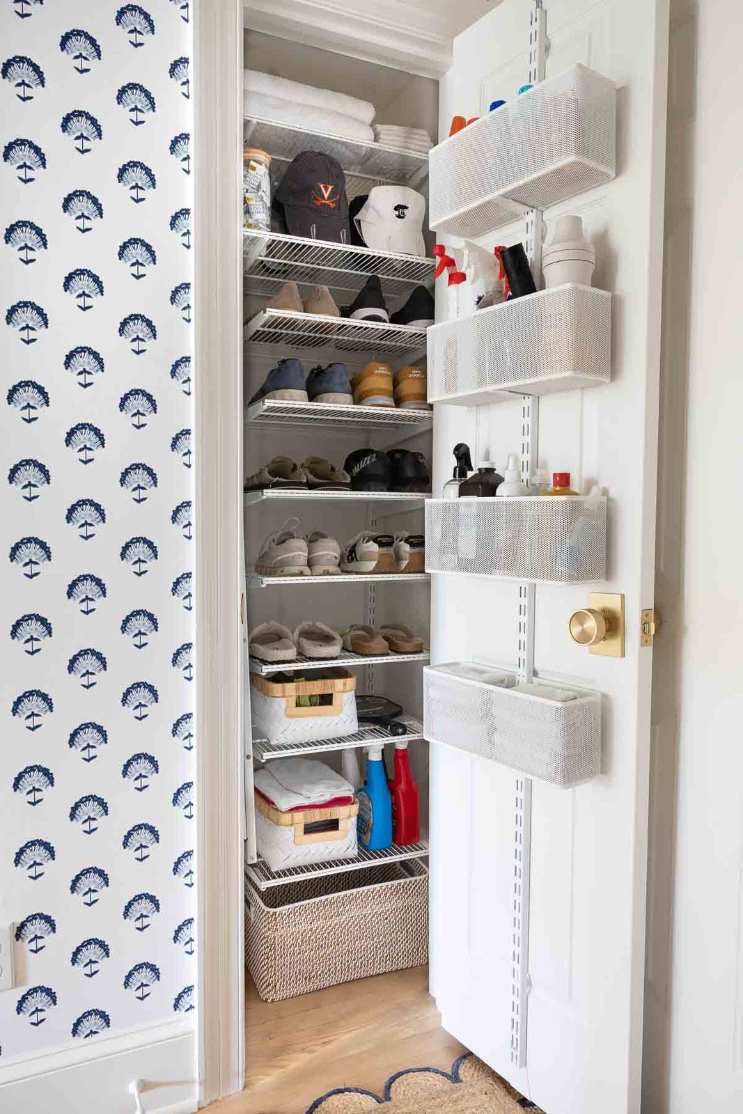 Laundry room closet organization with Elfa system