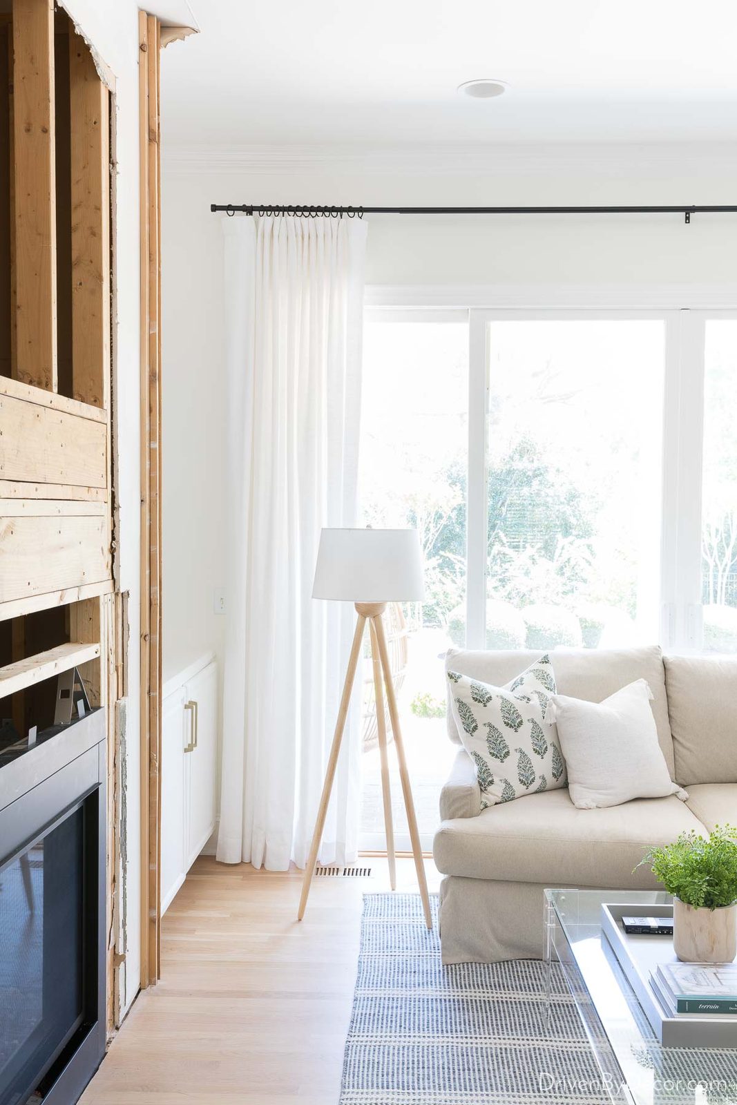 Family room drapes and drapery rods