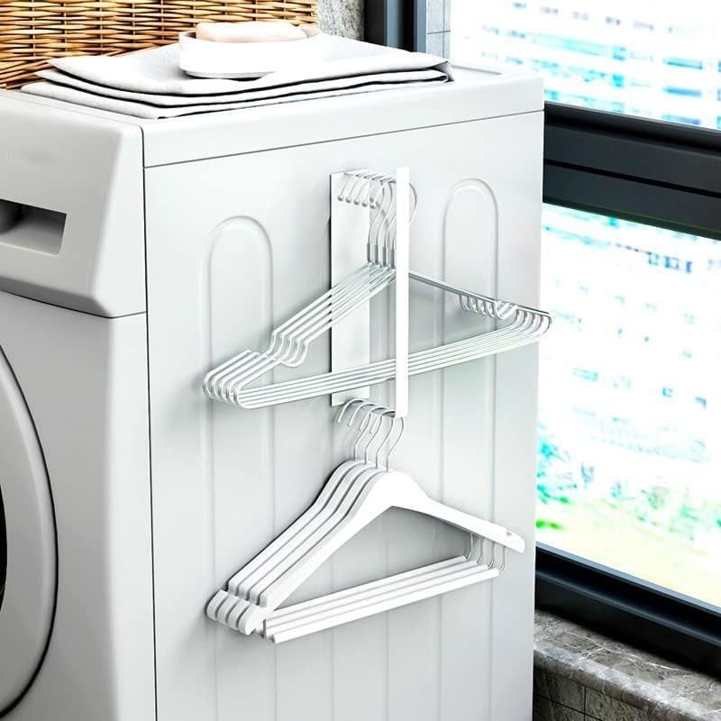 Magnetic hanger organizer on the side of washing machine