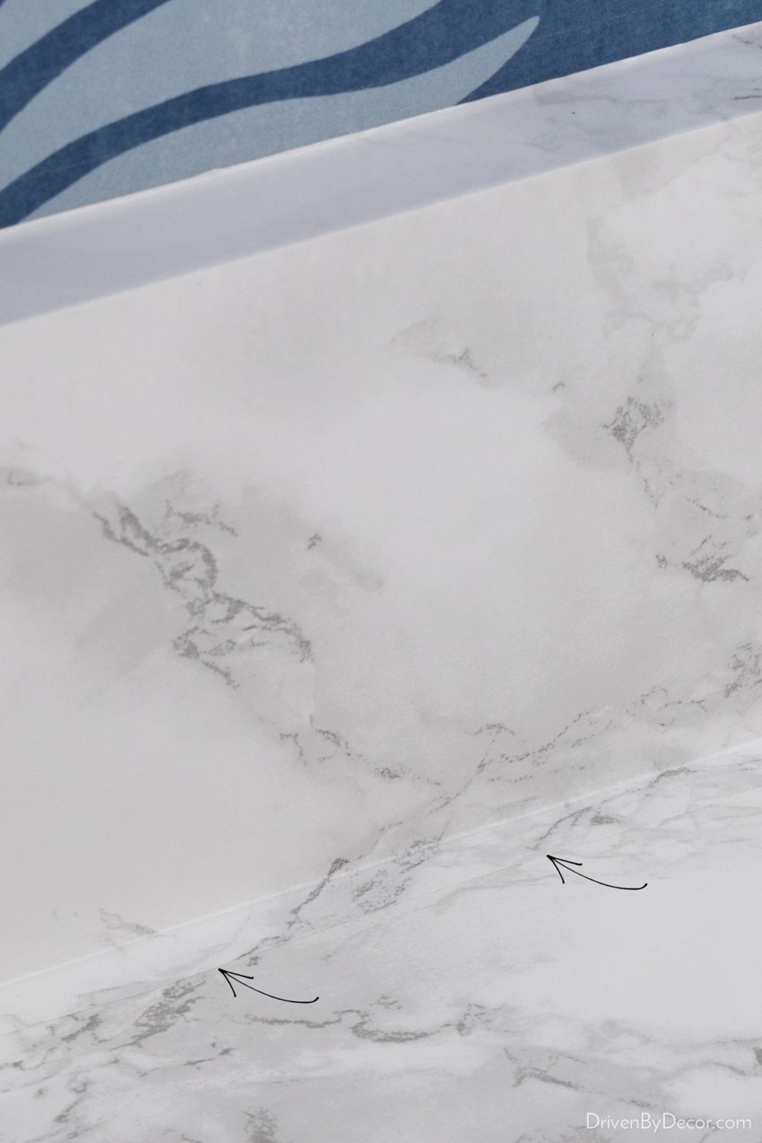 Countertop contact paper seam