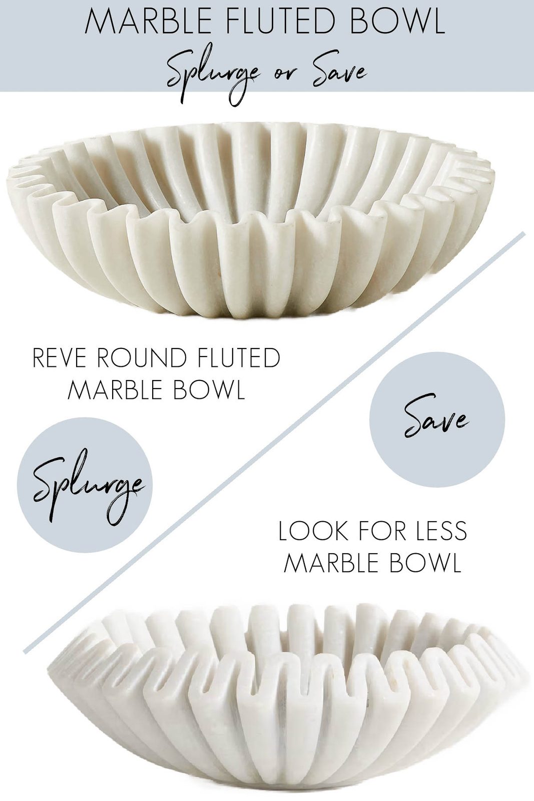 Marble fluted bowls - both save and splurge versions