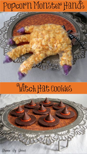 Popcorn Monster Hands + Witch Hat Cookies