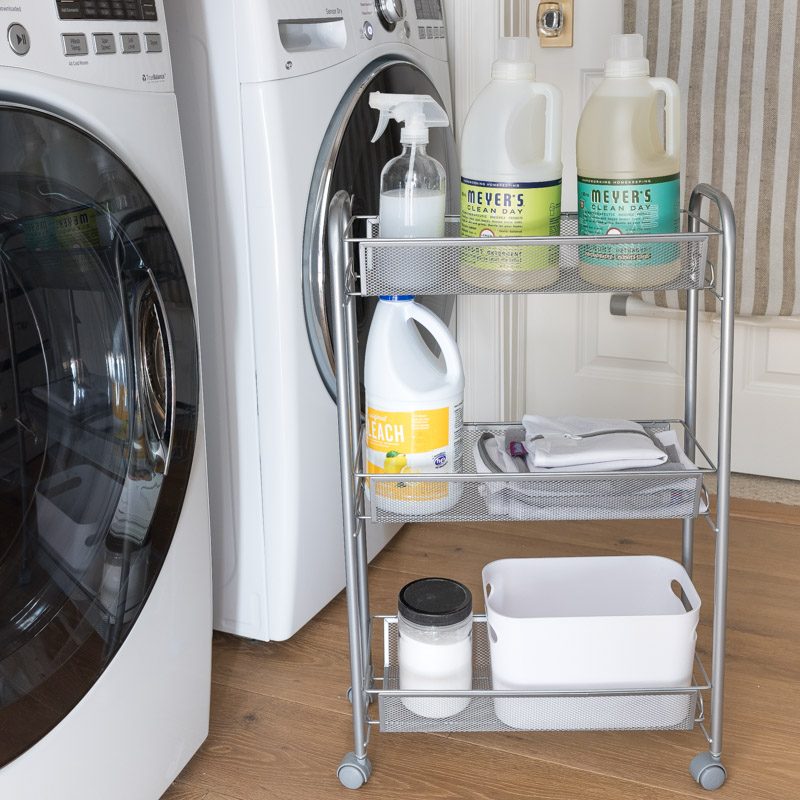 Narrow rolling cart for between washer and dryer